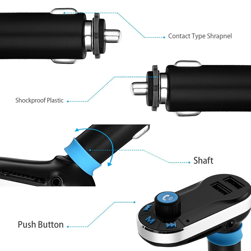 Bluetooth автомобильный fm-передатчик беспроводной MP3-плеер Радио адаптер 2-USB зарядное