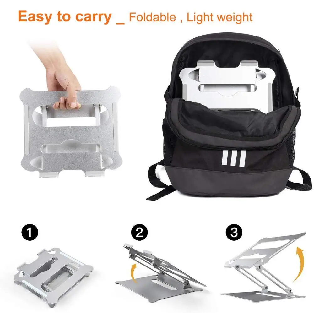 Складная подставка для ноутбука с тепловым отверстием регулируемая алюминиевая