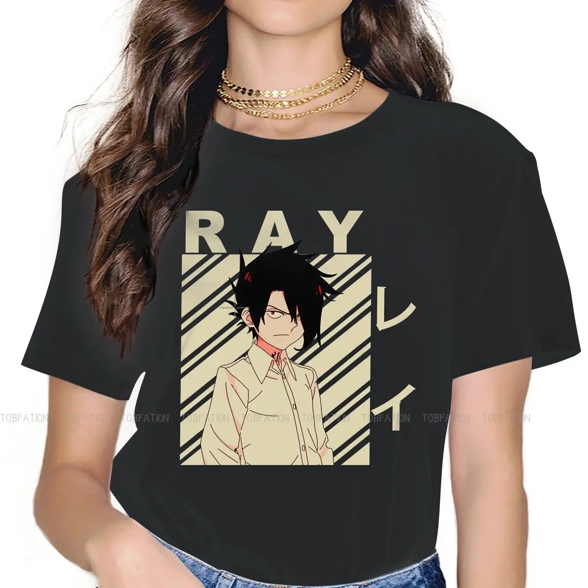 

Винтажная художественная футболка Ray 4XL, футболка с рисунком обещанного неверланда, аниме, креативная Удобная футболка, женская футболка, ун...