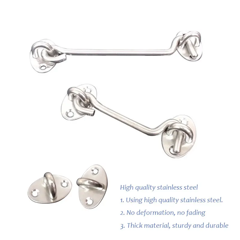 

3 Inch Stainless Steel Cabin Hook Eye Shed Gate Door Latch Silent Holder Window Cabin Hook Lock And Eye Latch Lock Shed Gate