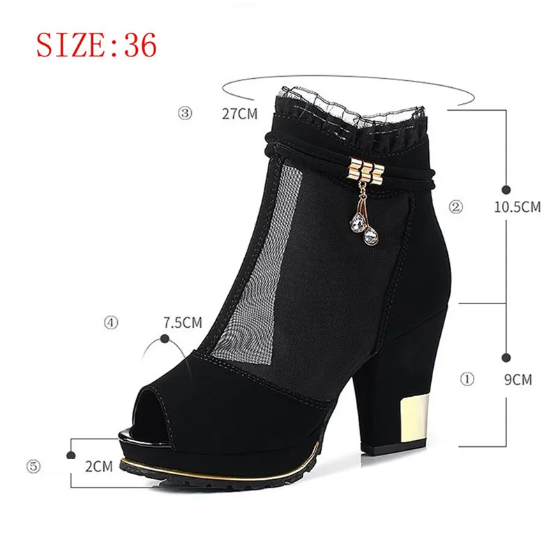 Женские римские сапоги размера плюс с открытым носком на очень высоком каблуке