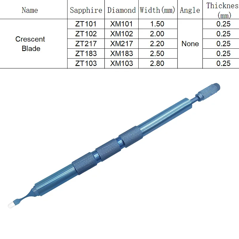 Sapphire Crescent Blade Keratome blades knife Ophthalmic blade knife eye tools