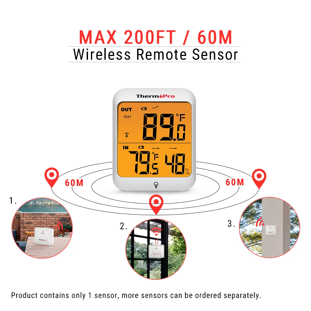 ThermoPro TP63 60 м Беспроводная метеостанция гигрометр термометр цифровой термометр с подсветкой для сада
