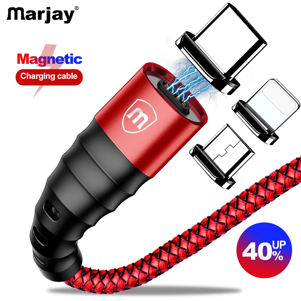 Магнитный Micro USB кабель Marjay 3A быстрое зарядное устройство для iPhone магнитное Type C