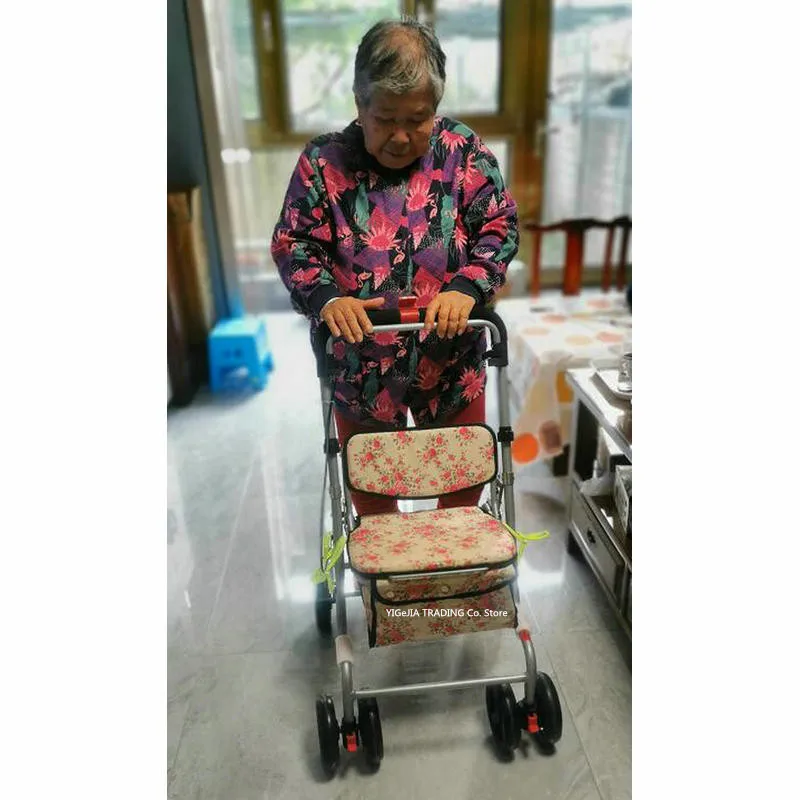 Портативные роликовые ходунки для пожилых с колесами сиденье спинка и сумка