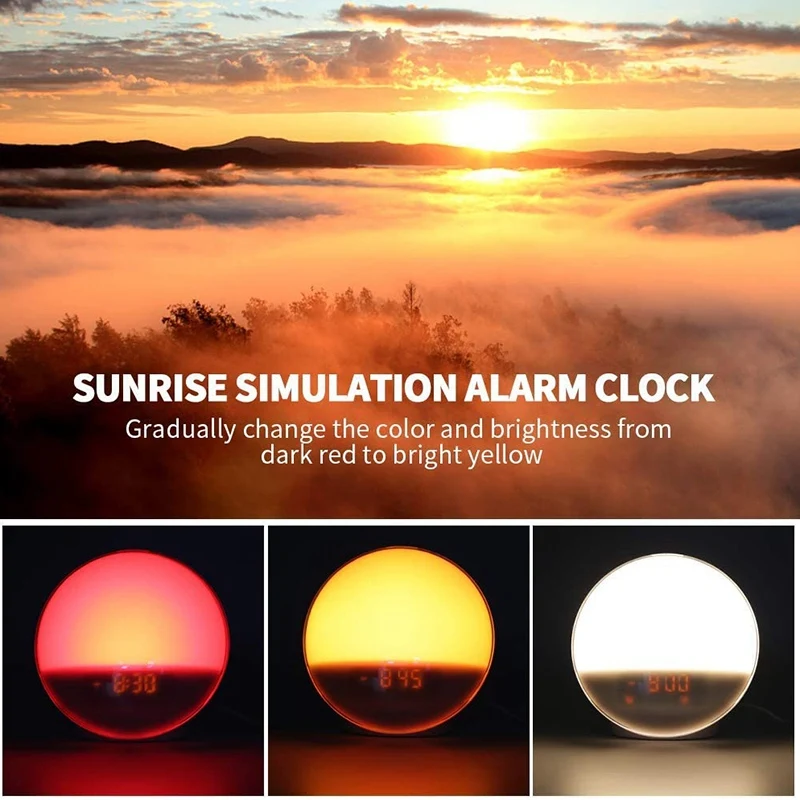 Обновление Смарт Восход Wake Up светильник совместим с Alexa и Google 7 Цвета Sunrise