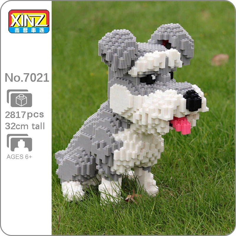 

CB Xizai 8033 Schnauzer Grey Dog Pet Animal 3D Model DIY Mini Magic Blocks Bricks Building Toy For Children 32cm Tall No Box
