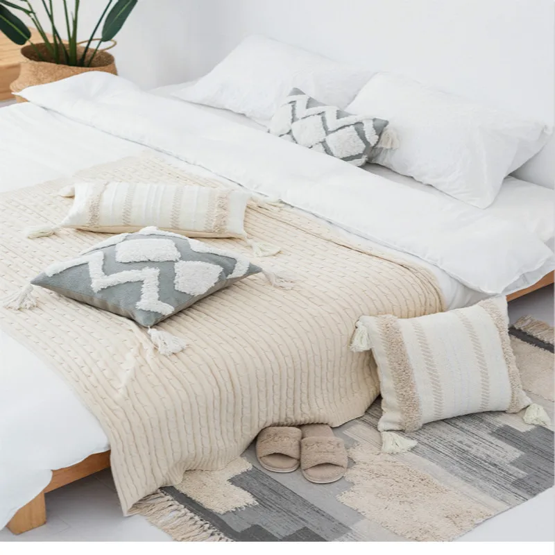 Макраме диванная подушка наволочка модель комнаты B &amp прикроватная украшение