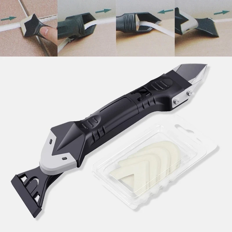 

5-in-1 Glass Glue Angle Scraper Adhesive Residue Scraper Caulk Finishing Tool BENL889
