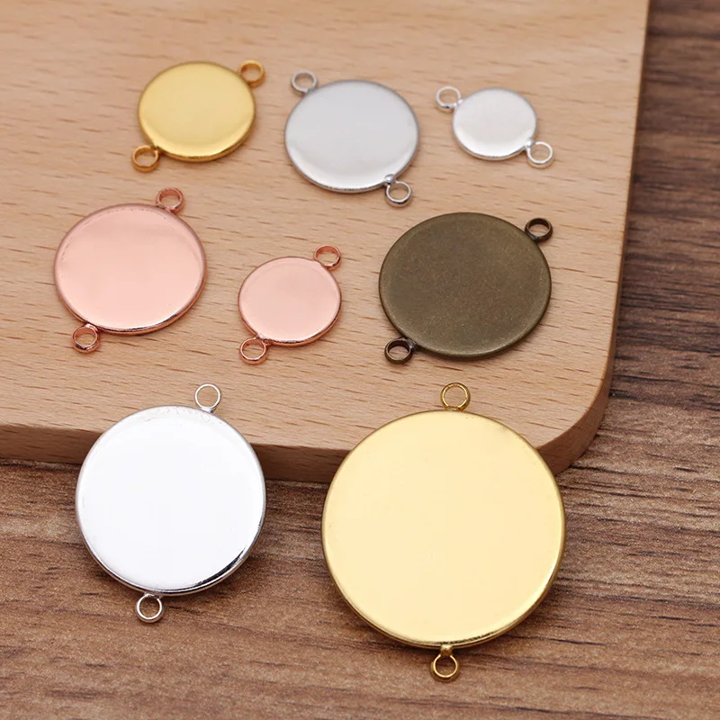 30pcs Cabochon Base Tray Bezel Bracelet Necklace DIY Blank Charms Pendant Setting Fit 8 10 12 14 16mm Jewelry Making Accessories