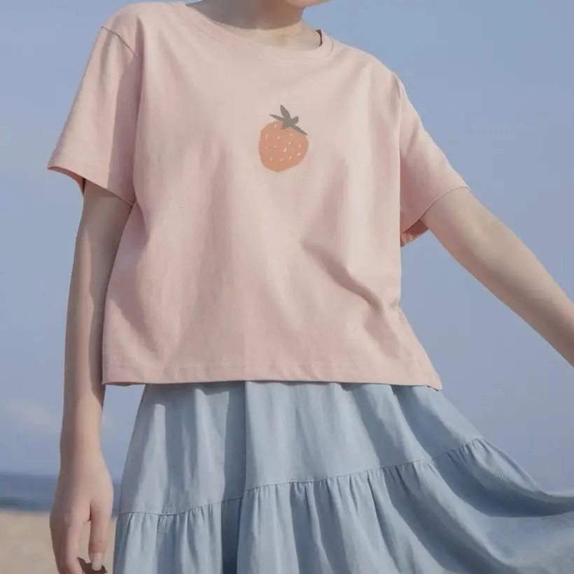 

Милые футболки в стиле Харадзюку, женская летняя Милая Короткая Футболка для девочек, корейский модный топ Y2k, женские топы, одежда для женщи...