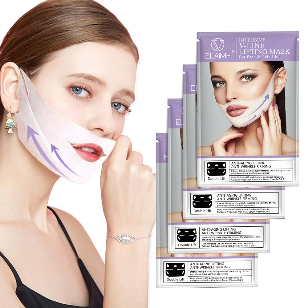 

4 pcs V Line Mask Chin Up Lifting Patches Double Chin Reducer Chin Mask V Up Contour Tightening Firming Face Lift Tape Neck Mask
