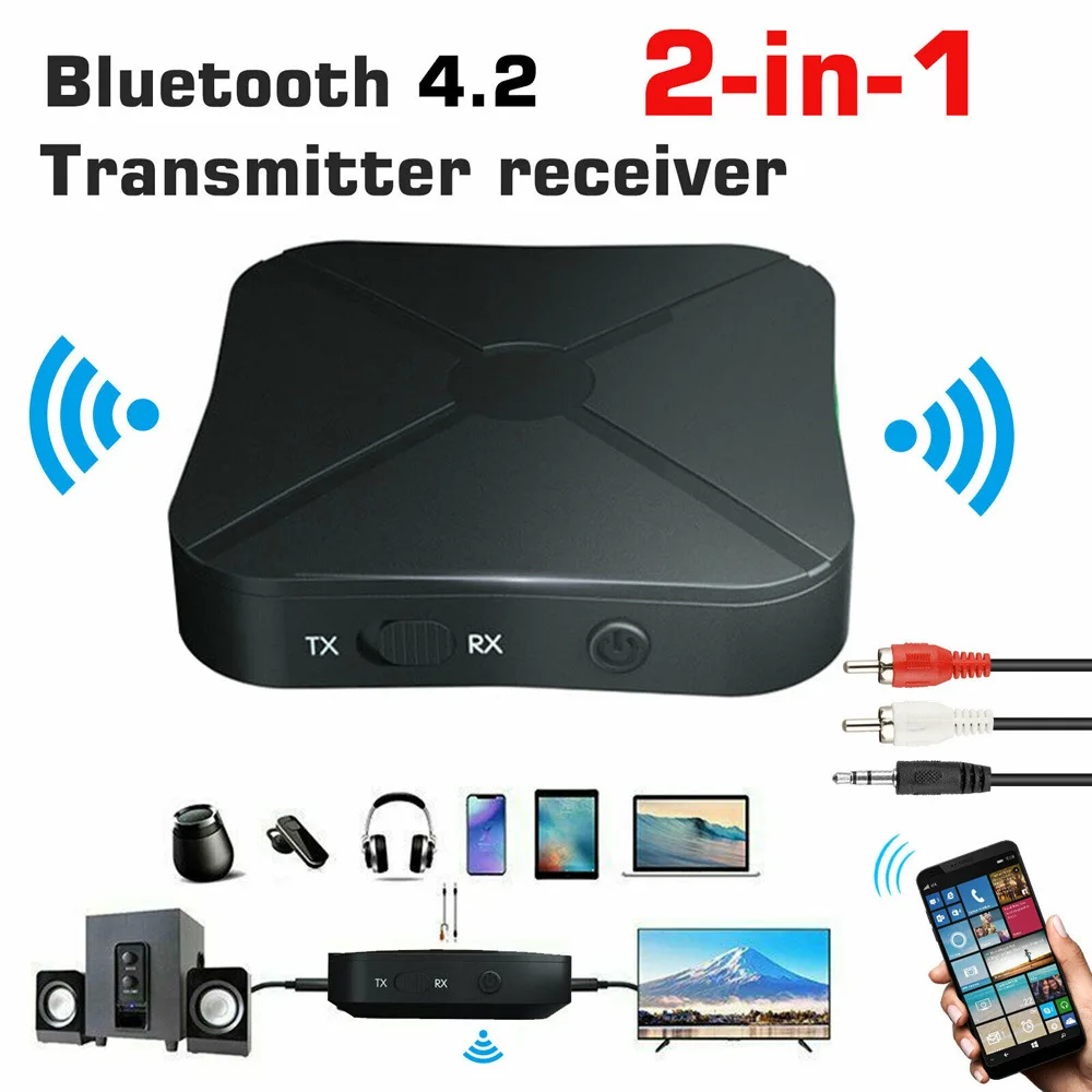 

2 In 1 Audio Bluetooth Adapter Receives Transmit Transceiver Receiver Transmitter 4.2 3.5mm PK B6