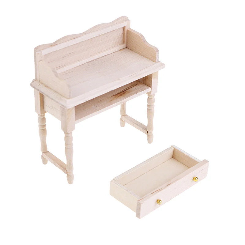 

1/12 Birch Miniature Mini Desk Table Set Furniture DIY Dollhouse Room Accessory Toys