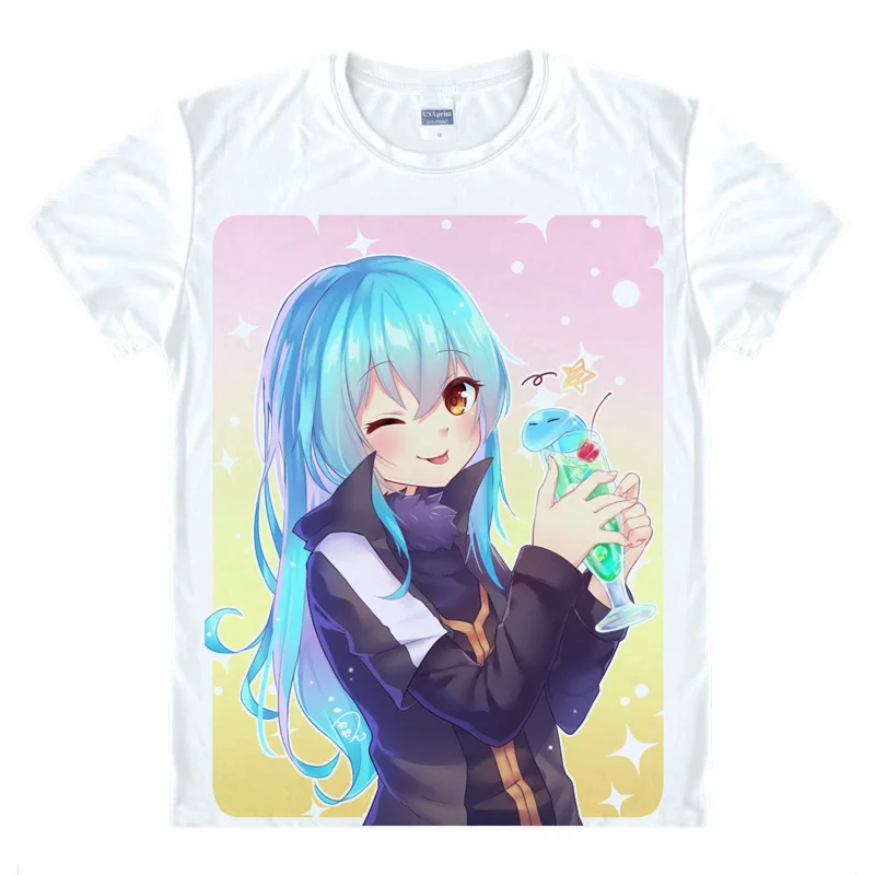 Тогда я получил перевоплотится в слизи Косплей Футболка Rimuru буря аниме летние