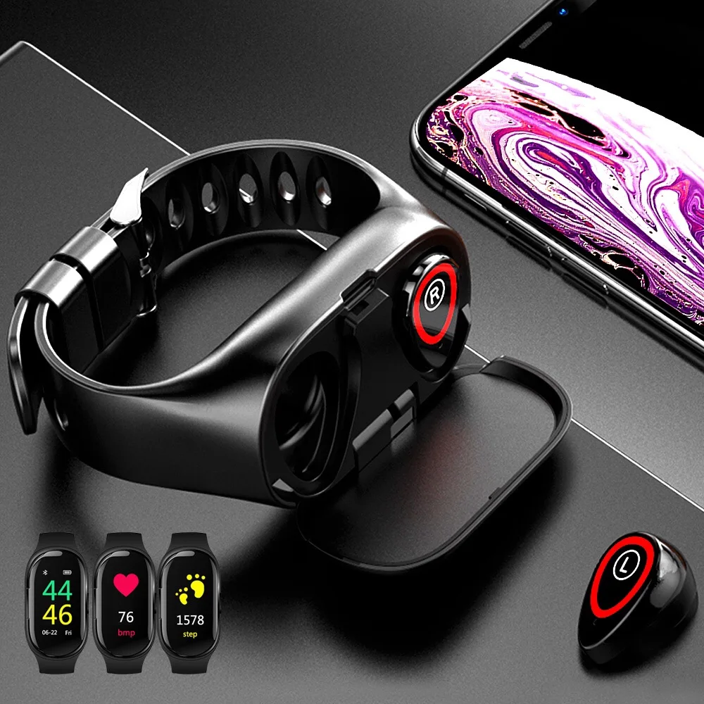 M1 Смарт часы наушники TWS беспроводные Bluetooth наушники Handsfree наушники гарнитура фитнес-трекер браслет мужской браслет