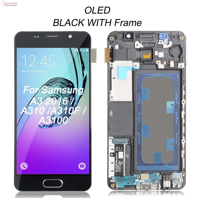Акция Catteny A310F ЖК-дисплей для samsung Galaxy A310 Lcd кодирующий преобразователь сенсорного экрана в сборе A3 дисплей - Цвет: OLED BL With Frame