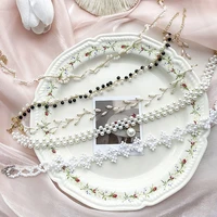 cute girl sweet baroque pearl woven neck chain wedding fashion fine clavicle chain choker student jk skirt necklace torques gift