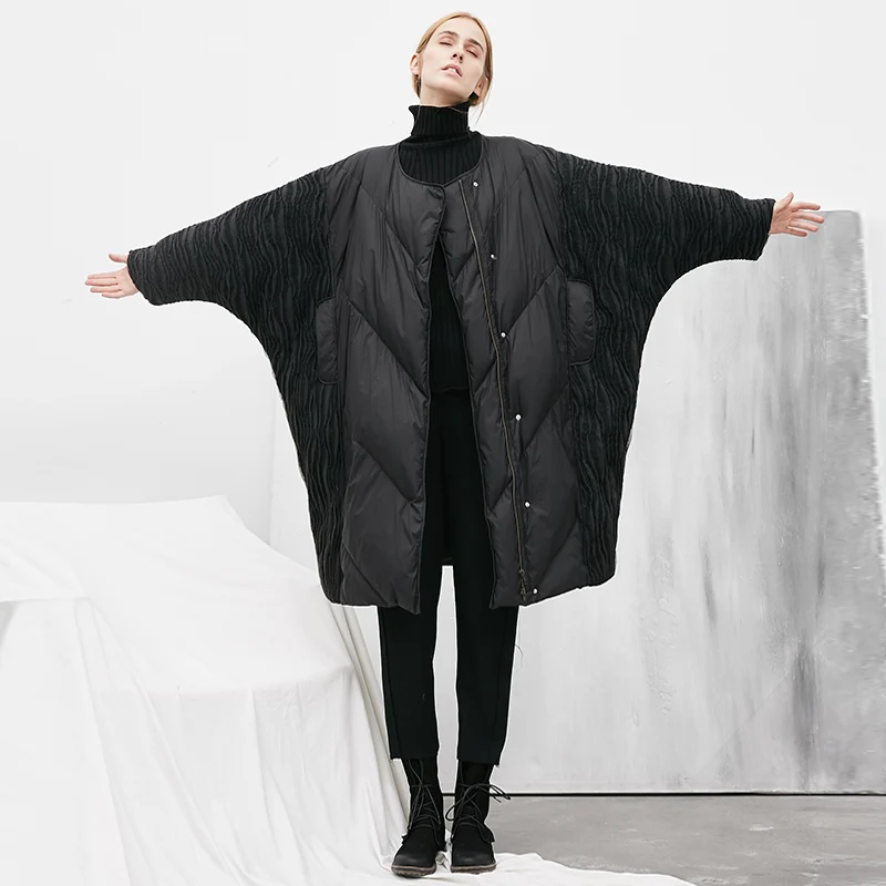 Зимний оригинальный дизайн Повседневный большой рукав летучая мышь толстый