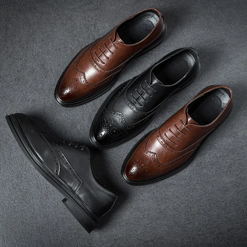 Оксфорды на шнуровке броги в стиле Дерби британском Повседневная Деловая