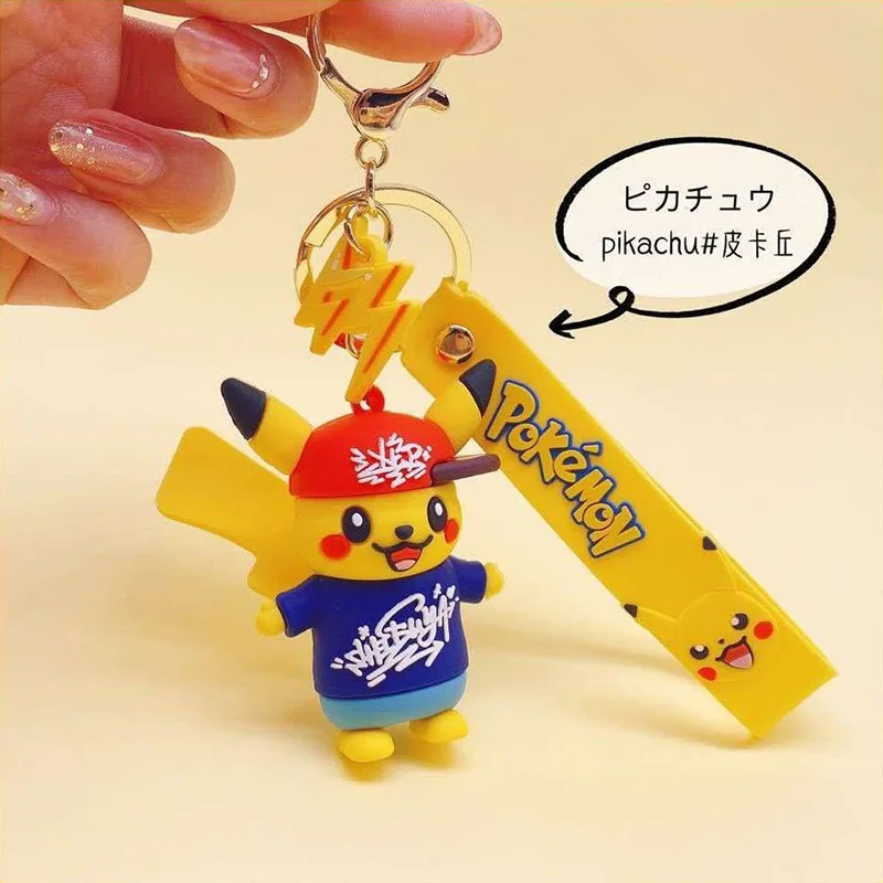 Hot Anime cartoon Pokemon key chain PVC cosplay Pikachu Snorlax Charizard cute novelty funny Pendant gifts children keyrings | Украшения и