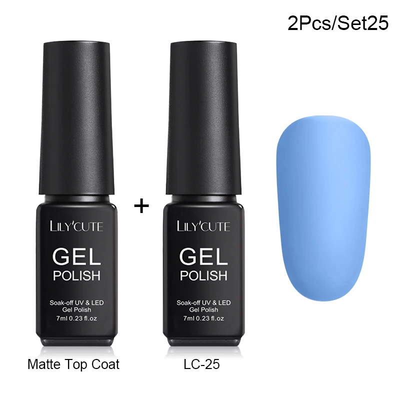 2 Pcs 25 LILYCUTE Матовый УФ-гель для ногтей матовый верхний слой цвет УФ гель для ногтей лак Гибридный впитывающий гель лак маникюрный гель лак - Цвет: 2 Pcs 25