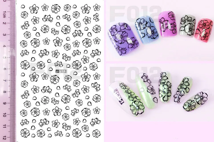 

3D Stickers for Nails Black Flower Nail Art Decorations Slider Foil Adhesive Decals Nail accessories Manicure decoraciones