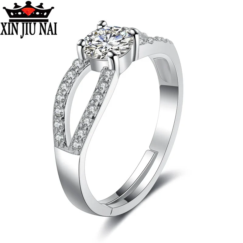

925 sterling silver simple micro inlaid women's design can adjust the size of the ring proposal diamond ring wholesale