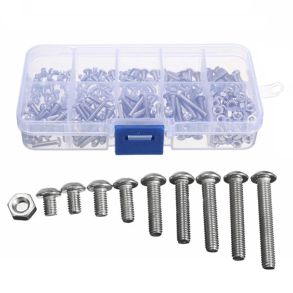 

Pack Screws Bolt Kit 340pcs Stainless Steel A2 Hexagon Socket Rustproof