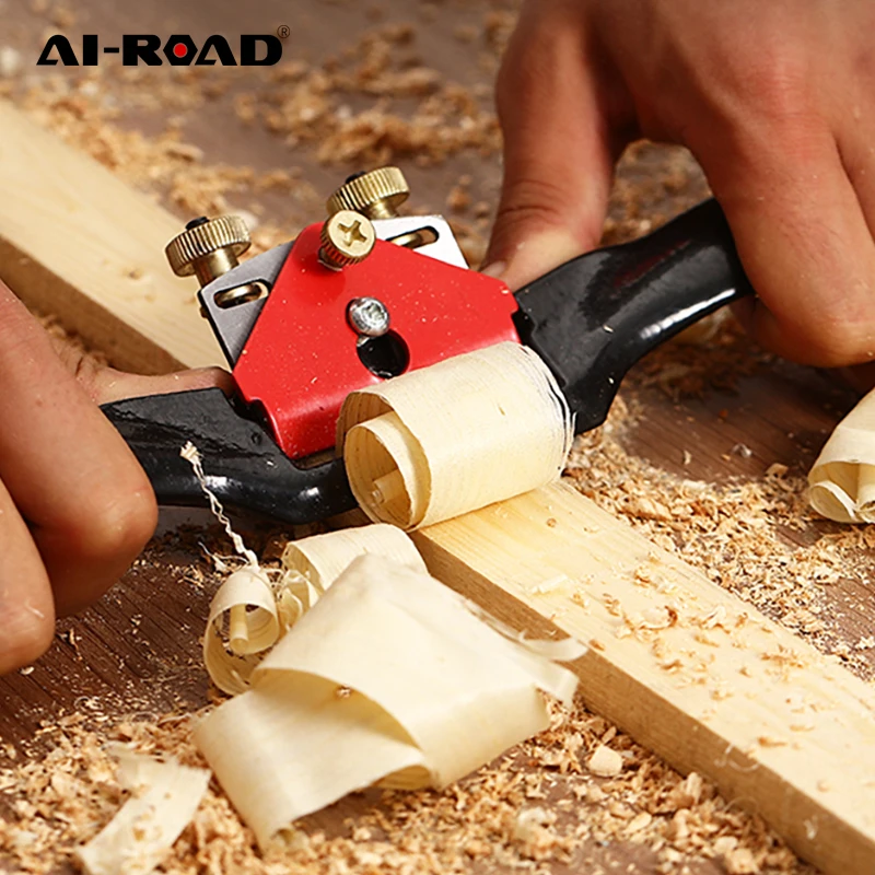 AI-ROAD Adjustable Plane Spokeshave Woodworking Hand Planer Trimming Tools 9 Inch Wood Hand Cutting Edge Chisel Tool with Screw