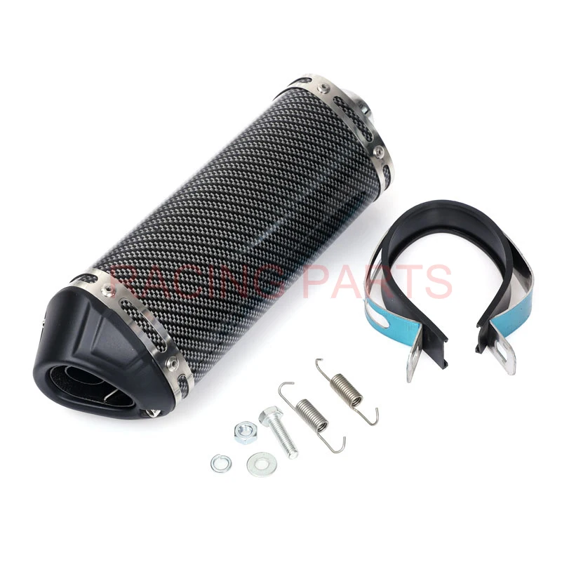 Выхлопной глушитель 125cc-160cc для мотоцикла бесшумный из углеродного волокна