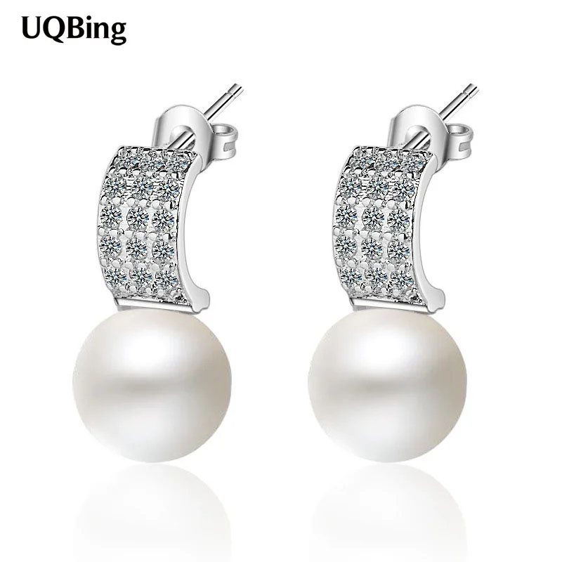 Женские серьги-гвоздики с жемчугом