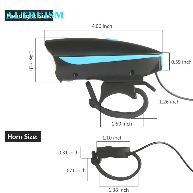 Альтруизм велосипед света головы светодиодный фонарик с колокол Luces