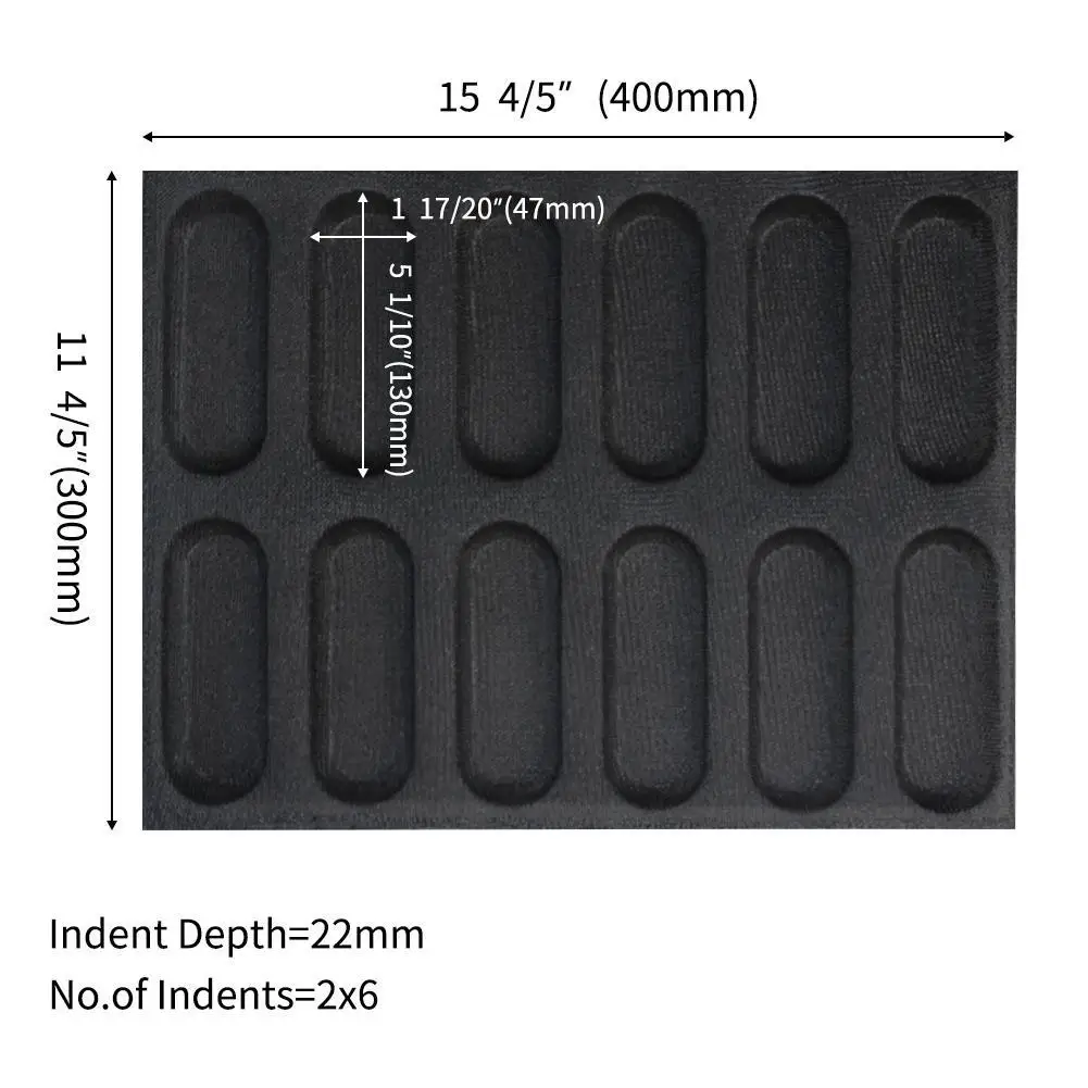 

12 Cavity Flavors Black Baguette Silicone Mould Oval Non Glass Fiber Baking Tools Bakeware Stick Bread Bun Mold Hot Dog Pas X4S7