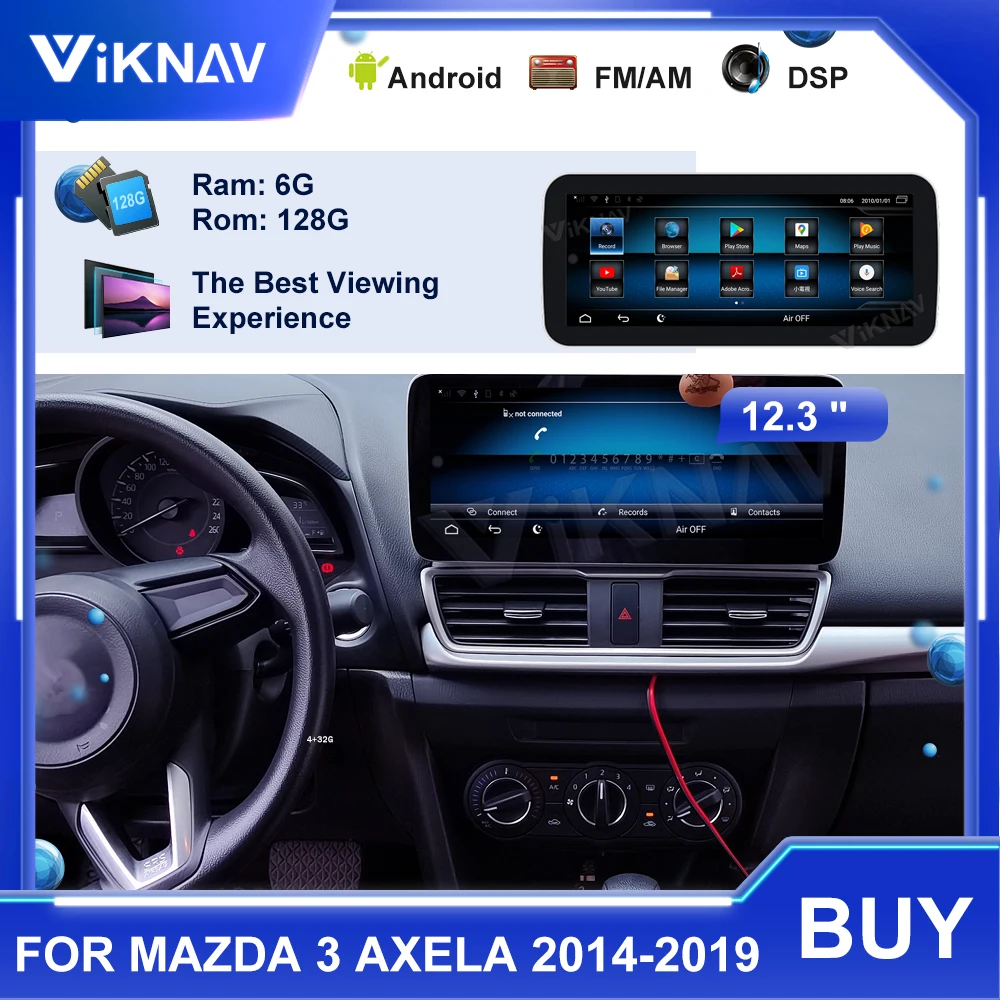 

Автомагнитола для Mazda 3 Axela 12,3-2014, мультимедийный проигрыватель на платформе Android с экраном 2019 дюйма, GPS-навигацией, типоразмер 2 din