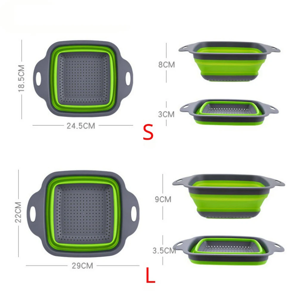 

Foldable Fruit Vegetable Washing Basket Strainer Portabl Silicone Colander Collapsible Drainer With Handle Kitchen Tools