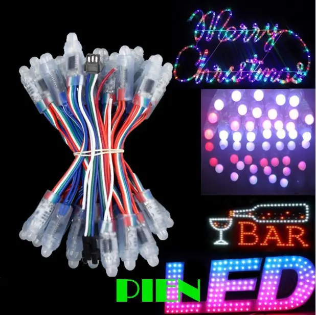 

1000pcs 12mm IP68 RGB addressable led pixel module WS2811 for letter sign 5V + T1000S Controller + Power adapter Free shipping