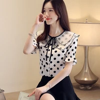 fashion dots casual ladies shirts ladies tops women short sleeve 2021 korean sweet style blouse