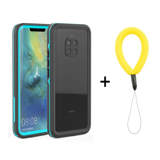 IP68 Водонепроницаемый чехол huawei mate 20 Pro Чехол Funda huawei mate 20 Pro Водонепроницаемый чехол 360 Защита для mate 30 Pro 20Pro чехол - Цвет: Blue with Strap