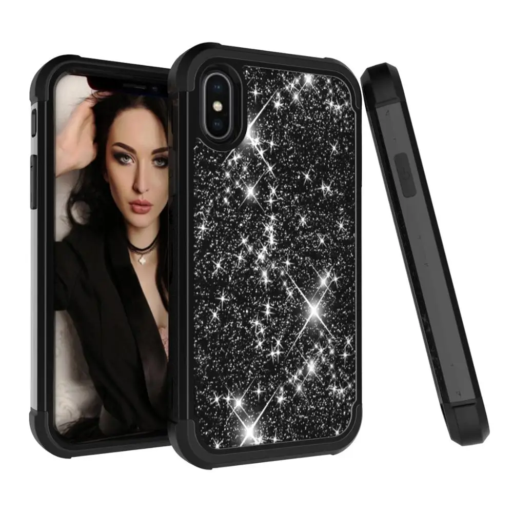 Гибридный 3D Блестящий бронированный чехол для iPhone 8 6 6S 7 Plus X XS Max XR десять