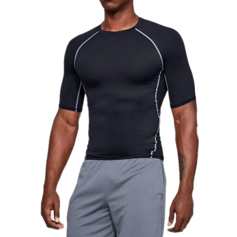 Для мужчин тренировки футболки быстросохнущая короткий рукав для тренировок на