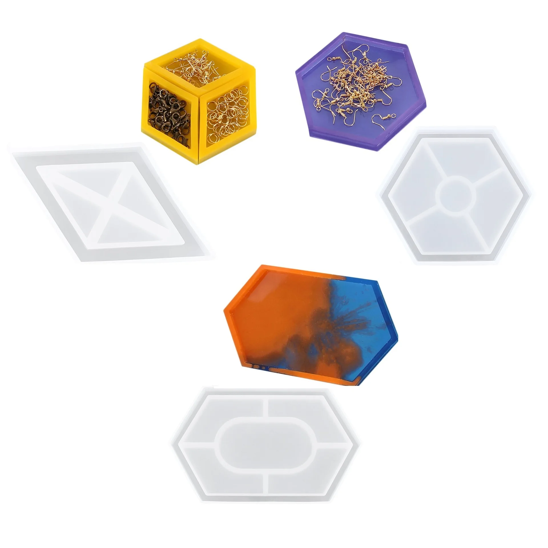 

New Round/Square/Hexagon Coaster Silicone Mold Candy Chocolate Ice Cream Molds Clay Soap Epoxy Mould Fashion Decoration Tools