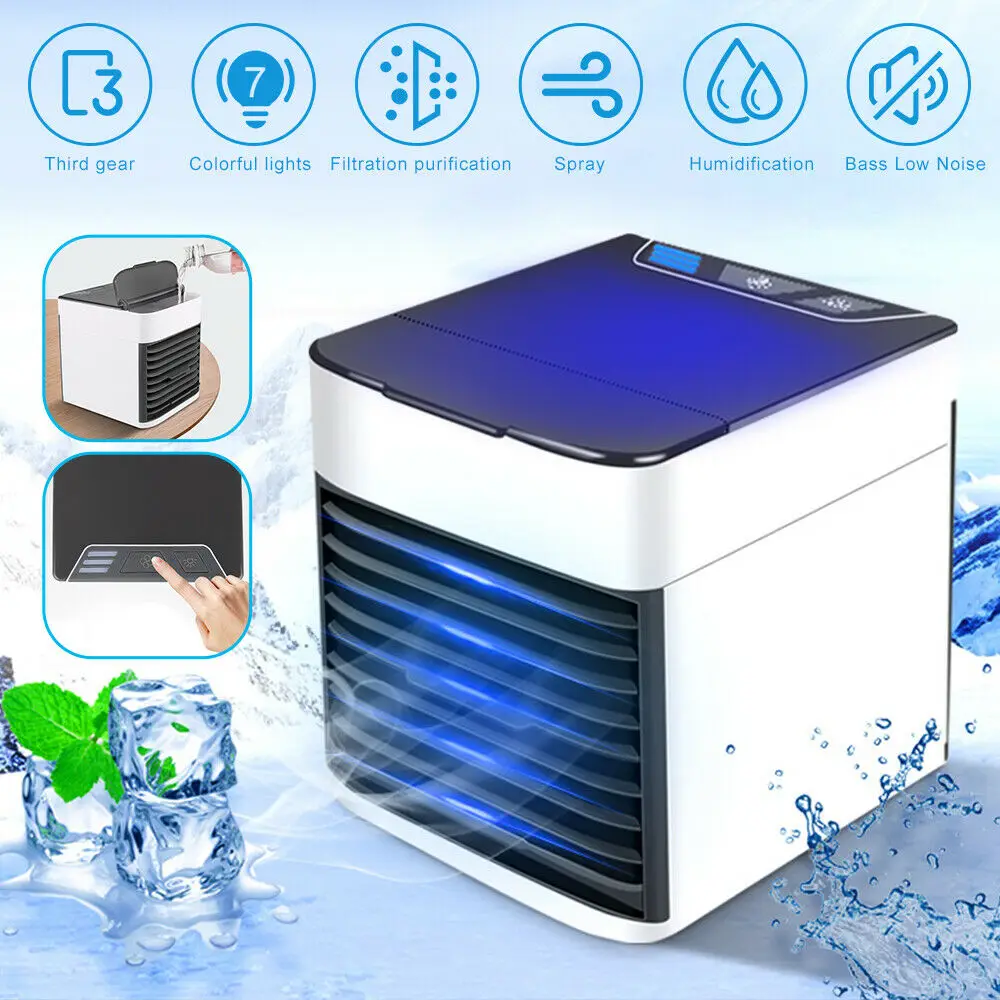 

7 Colors Light Air Cooler Fan Air Conditioner Humidifier Purifier Mini USB Portable Desktop Air Cooling Fan For Office Home