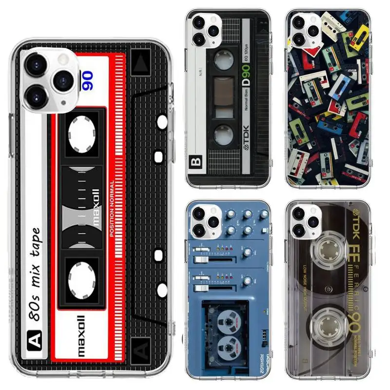 

Camera Cassette Music Phone Case For Clear-Iphone 5 5s se 6 6s 7 8 11 12 X Xs Xr Pro Plus Max Mini Cover