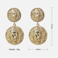 european and american classical style embossed three dimensional temperament lion head simple everyday all match earrings c0303