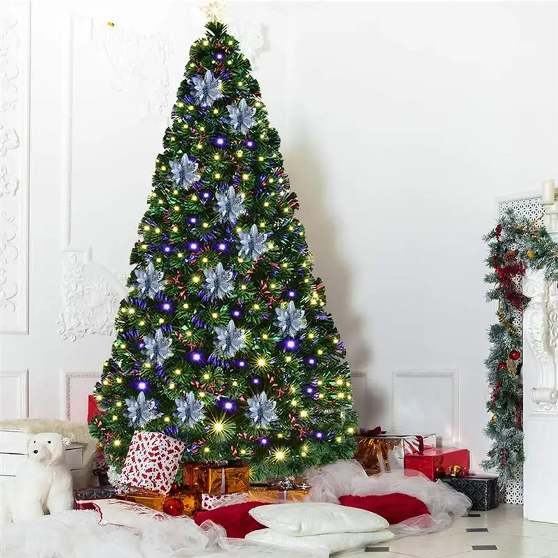 Искусственные цветы для украшения блестящие Пуансетии искусственные сделай сам