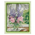 Набор для вышивки крестиком Joy Sunday, вышивка 14 карат, ткань Aida, штампованная вышивка крестиком, рукоделие, Цветочная вышивка крестиком сделай сам