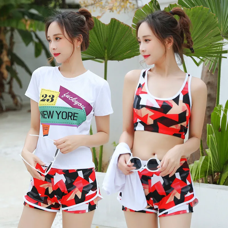 

Swimsuit Women Bikini Three-Piece Boxer Skirt Sexy Small Bust Gathering Belly Covering Hot Spring Swimsuit Wholesale 665855