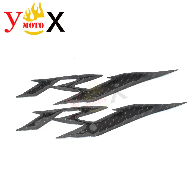 Pair R1 Motorcycle 3D Real Carbon Fiber Logo Emblem Sticker Decal Symbol Mark Side Fairing Badge For Yamaha YZF 1000 YZF-R1 | Автомобили и