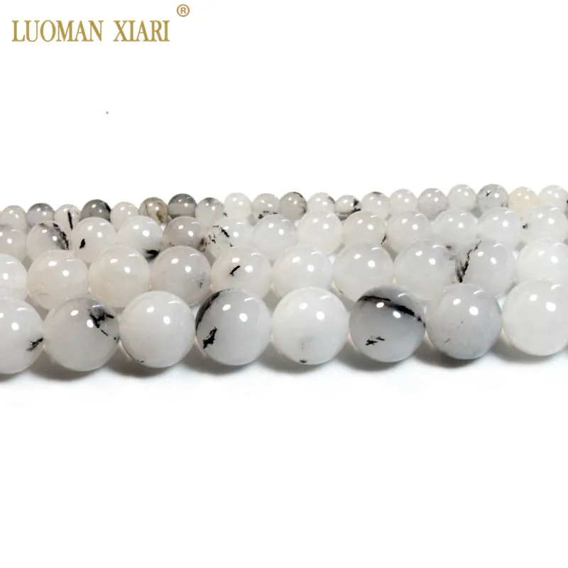 Wholesale Black Rutilated Quartz Round Natural Stone Beads For Jewelry Making DIY Bracelet Necklace 4/6/8/10 mm Strand 15'' |
